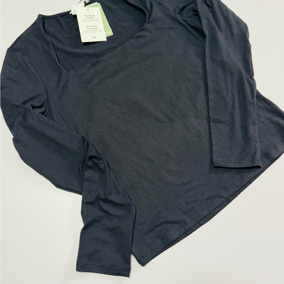 H&M Black Square Neck Long Sleeve Top – Size M – New With Tags - Picture 4 of 4